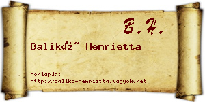 Balikó Henrietta névjegykártya